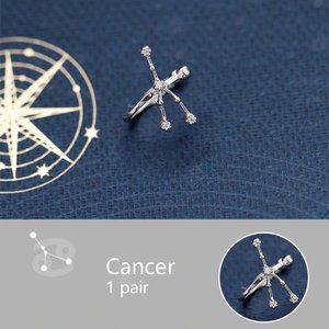 925 Sterling Silver Zodiac Earrings Cuff-Cancer